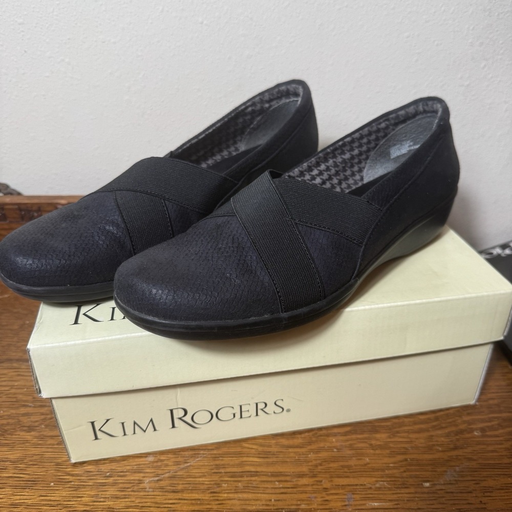 Kim Rogers Dannery Women's Size 10 M Black Slip On Comfort Wedge Shoes